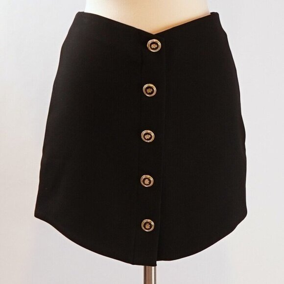 Zara Classic Black Mini Skirt w/ Gold Buttons - M - EUC - Picture 1 of 7